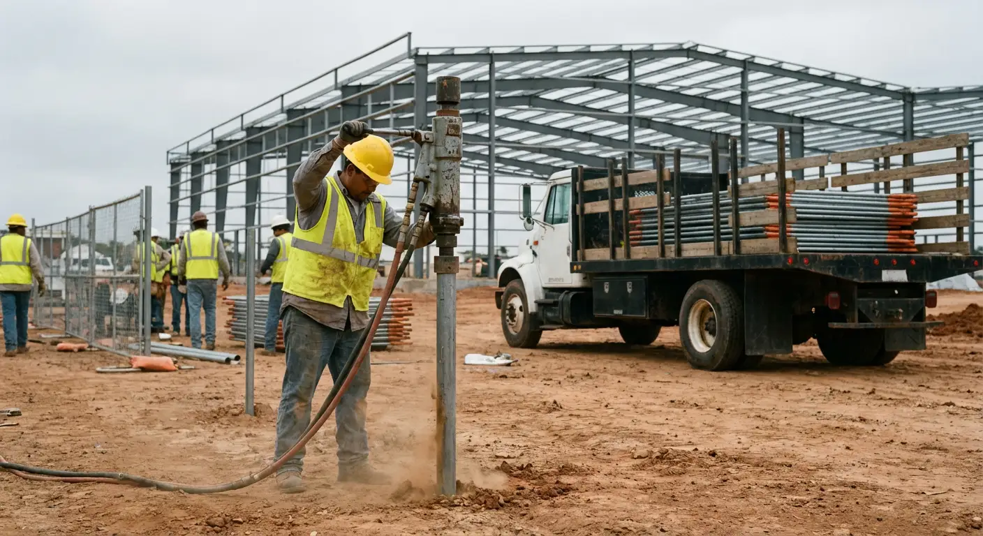 Industrial fencing installation site in Saint Albans, NY