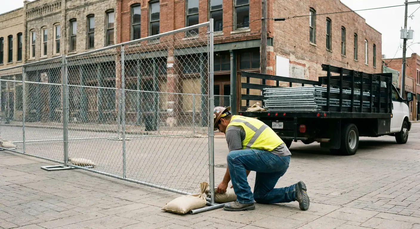 Temporary fence installation in Saint Albans urban environment
