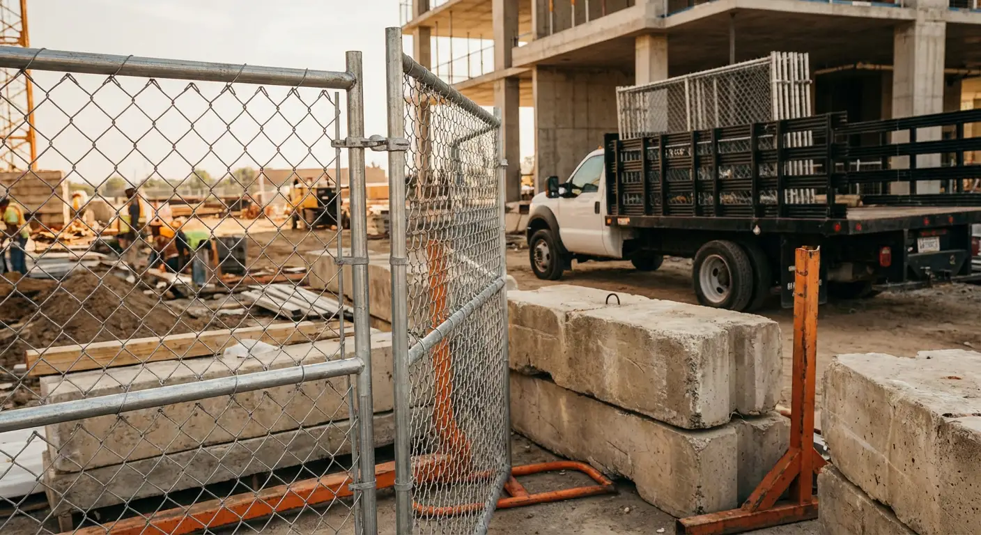 Commercial temporary fencing installation site in Saint Albans, NY
