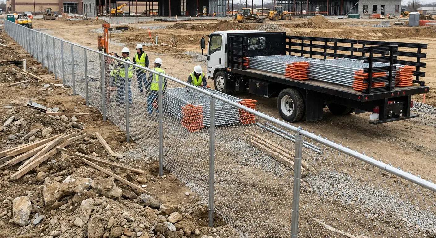 Post-Driven Construction Fence in Saint Albans, NY
