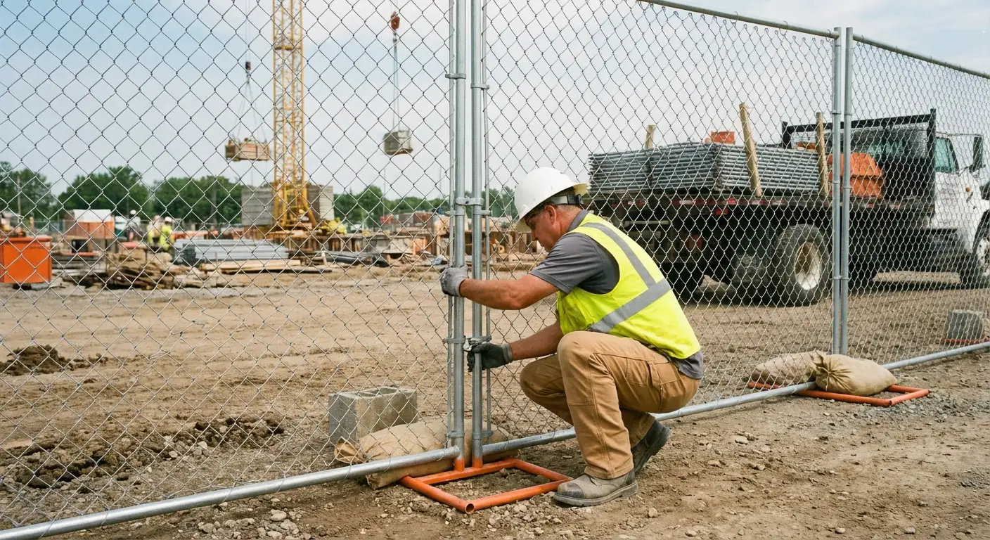 Comparison of professional fencing solutions versus DIY risks on a construction site in Saint Albans, NY
