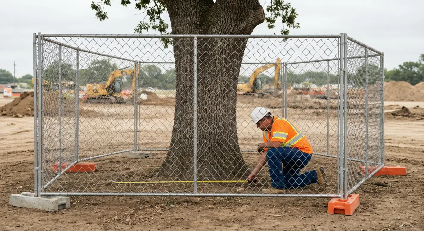 Tree protection zone fencing installation in Saint Albans, NY