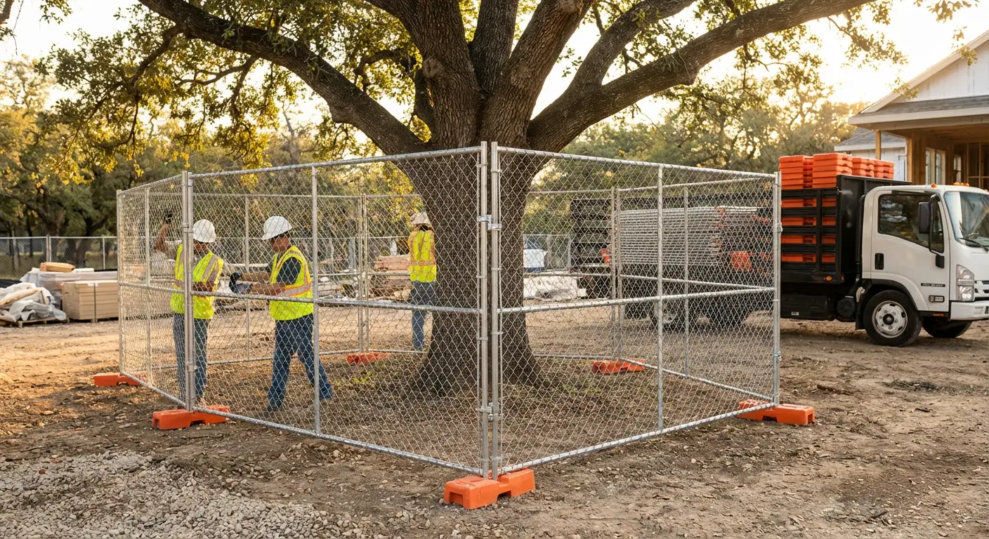 Tree protection zone fencing background in Saint Albans, NY