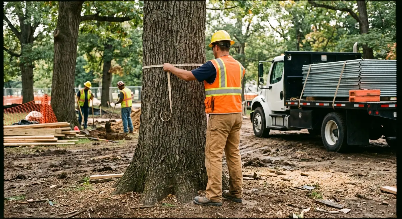 Tree protection zone fencing installation in Saint Albans, NY