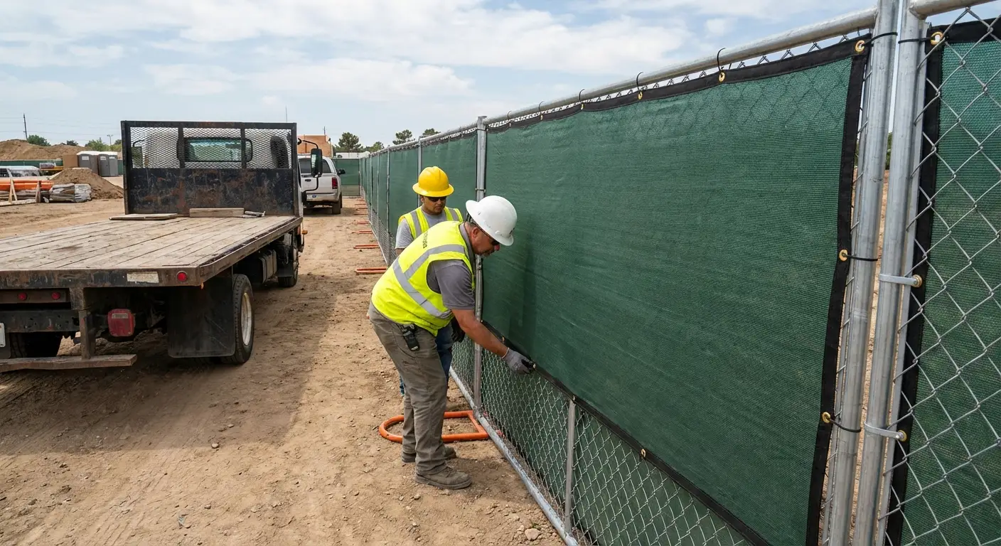 Temporary fence and barricade delivery truck in Saint Albans, NY