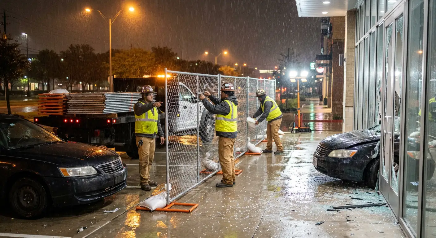Emergency temporary fencing and dispatch logistics in Saint Albans, NY